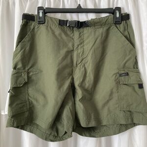 Rei Hiking Women's Cargo Shorts Sz 12 Green Nylon Belted 6" Inseam Outdoor